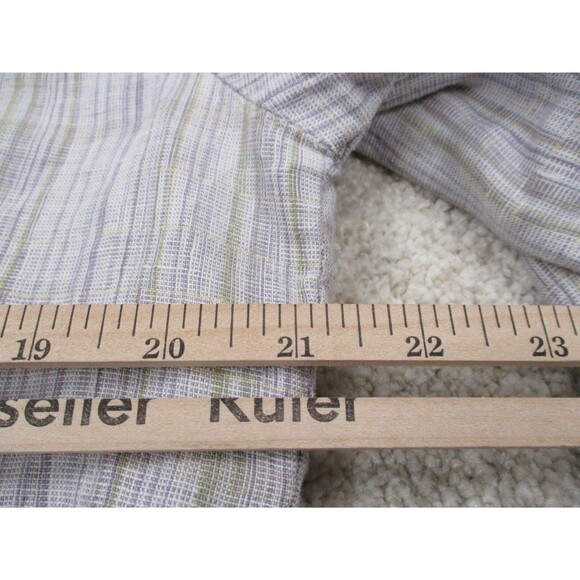 Patagonia Shirt Womens 14 Blue Green Striped Hemp Casual Button Up Top - Picture 10 of 11